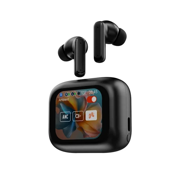 Ai Real-Time Two-Way Translator TWS Earbuds with HD Sound LED Smart Screen Waterproof Open-Ear Design for Business Travel Sports